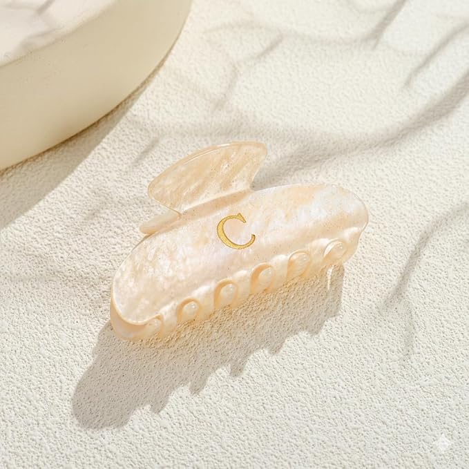 Acrylic Letter Hair Clips For Women Alphabet Hair Claw Initial Hair Clip Fashion Glitter Chic Monogram Claw Clip Hair Accessory Large Hair Clips C