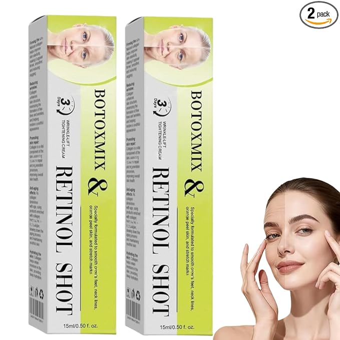 2Pcs Botoxmix & Vita-A Retinol Shot Wrinkle-Lift Tightening Cream, Vita-A Retinal Shot Tightening Booster for Wrinkles and Fine Lines, Retinol Shot for All Skin Types
