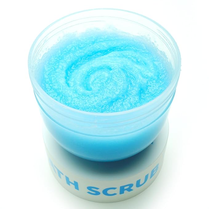 sea salt crystal bath scrub Body Scrub for Dull Skin Illuminating and Skin Care Sea Salt Deep Cleansing Natural Exfoliating Salt Scrub 6.4 oz blue SU-010