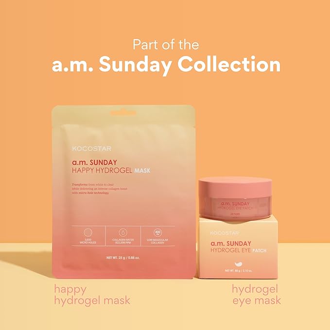 KOCOSTAR Norwegian Collagen Hydrogel Mask | Patented Bio-Collagen Overnight Real Deep Mask with Hyaluronic Acid, Promotes Skin Elasticity and Intense Hydration, Korean Skincare, (1 sheet, 0.88 oz)