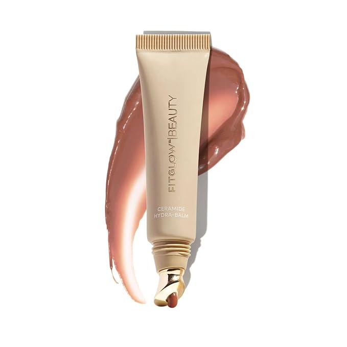 Fitglow Beauty Ceramide Hydra-Balm Lip Gloss | Hydrating Lip Serum with Peptides & Glutathione | Plumping & Anti-Aging Lip Skincare | Dry & Chapped Lip Repair | Vegan & Cruelty-Free | 12g - Spice