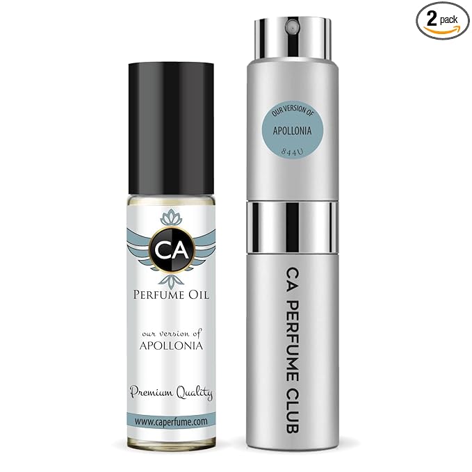 CA Perfume Duo Impression of Apollonia For Women And Men Perfume Layering Set Long Lasting Travel Size EDP + Body Oil Roll-On Bottle 0.27 Fl Oz+0.33 Fl Oz
