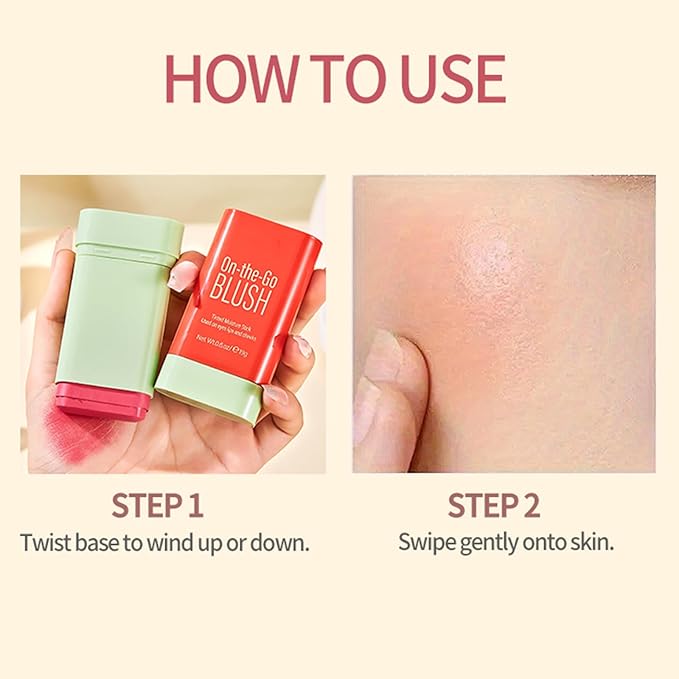 3Pcs 3-in-1 Multi-Use Makeup Stick Tinted Moisturizer Blush for Cheeks, Lips & Eyes Waterproof, Long-Lasting Natural Nude Look 3 Colors(Pink+Hot Red+Coral Orange)