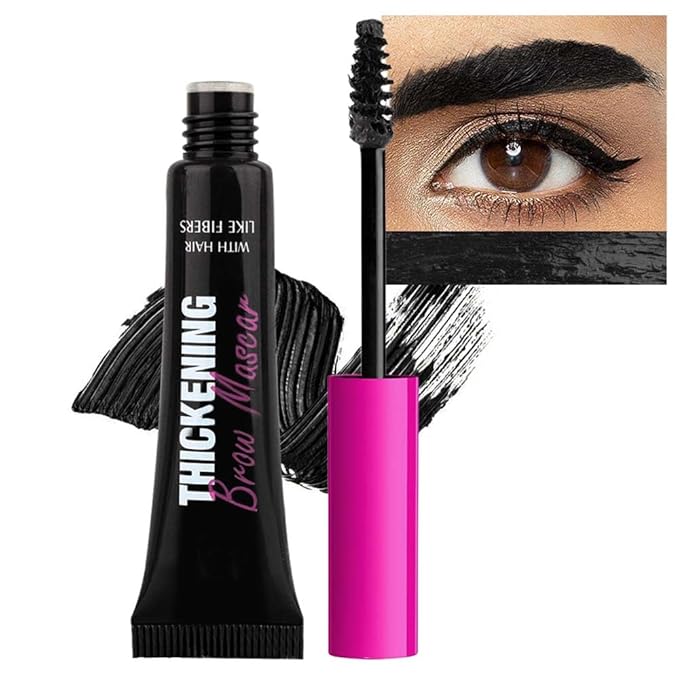 Tinted Thickening Brow Mascara,Tinted Eyebrow Gel, Waterproof, Transfer-proof, Brush to Fill in Eyebrows and Cover Gray Hairs - Cruelty Free - Light Medium Brown (1pc 08 Black)