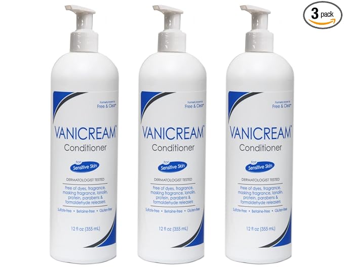 Vanicream Conditioner for Sensitive Skin, Free of Dyes, Fragrance, Lanolin, Parabens and Formaldehyde Releasers, Dermatologist Tested, 12 fl oz (Pack of 3)