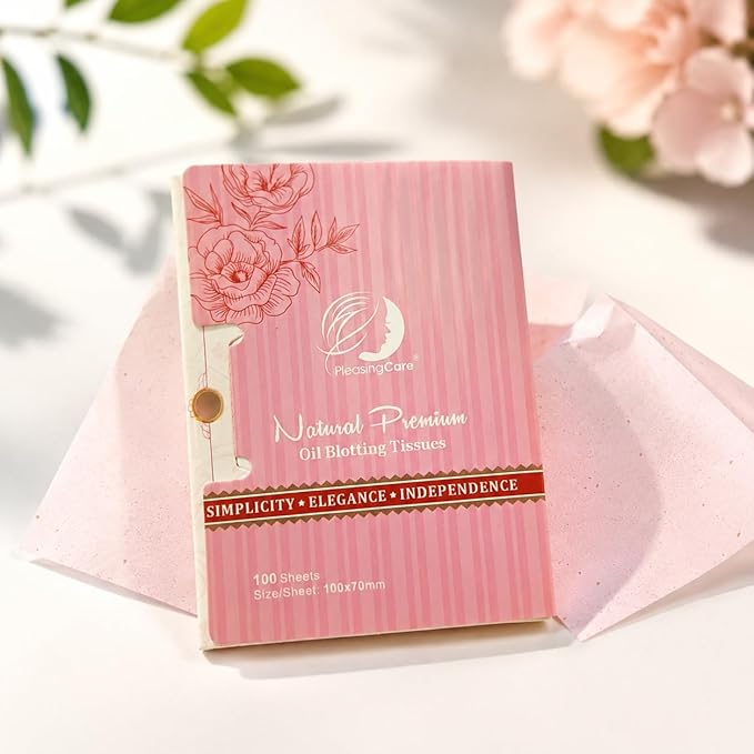 Rose Oil Blotting Sheets Compact for Face, Natural Linen Oil Absorbing Tissues, Makeup SkinCare Friendly, 100 Sheets x 2 Packs