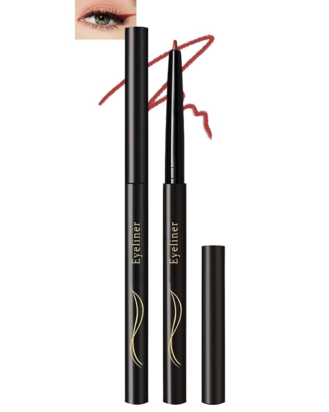 Burgundy Gel Eyeliner for Older Women, Waterproof Smudge-Proof Retractable Eyeliner Pencil, Long Lasting 24H, Matte Cream Thin Eye Liner Waterline, Colored Eye Liner Makeup Gift for Mature Women-1Pcs