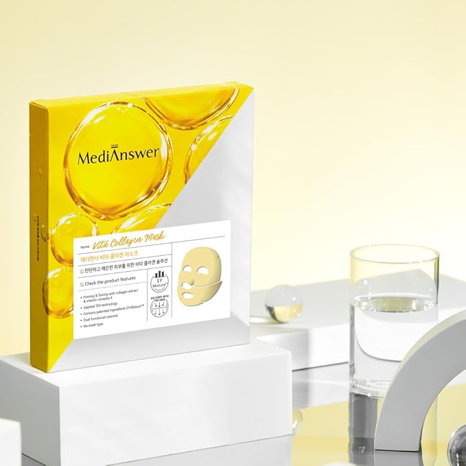 Vita Collagen Mask 83% Pure French Collagen, Korean Beauty Brightening, Firming, Glass Skin Mask (5 pcs)