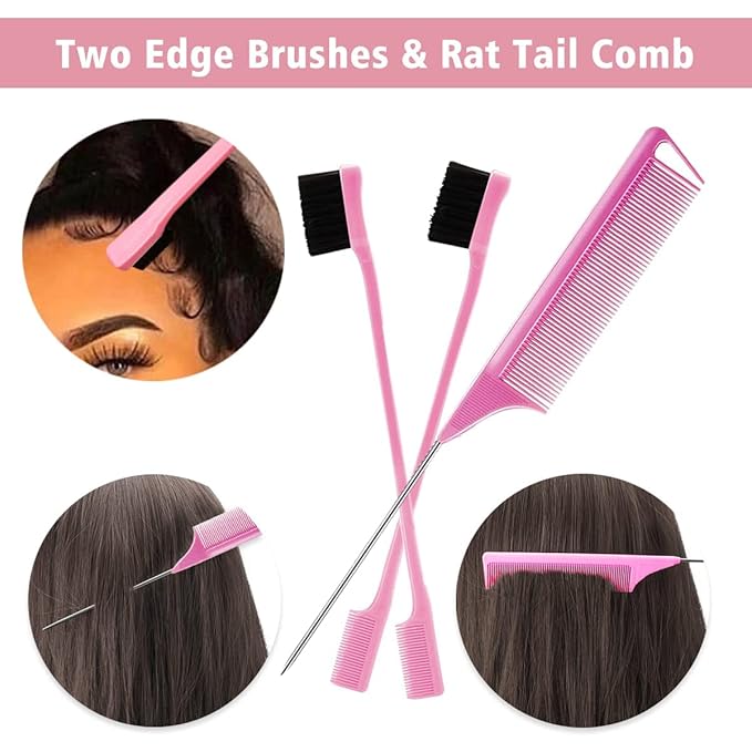 Goiple 11 PCS Wig Kit for Lace Front Wigs for Beginners, Hair Wax Stick Lace Melting Elastic Band for Wigs, Edge Laying Scarf, Eyebrow Razor, Tweezer, Edge Brush, Wig Band, Mini Scissor, Comb (Beige)