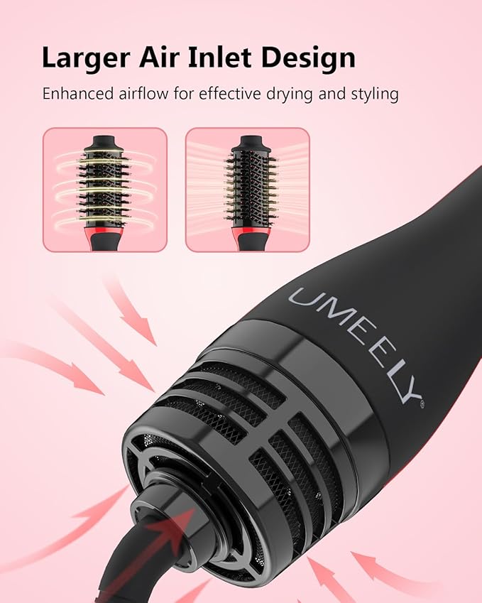 Umeely Plus 2.0 Hair Dryer Brush Blow Dryer Brush in One, 2'' Oval Brush Head Hot Air Brush Styler & Volumizer with Ionic Technology, NTC Smart Temp Control for Smooth, Frizz-Free, Shiny Hair