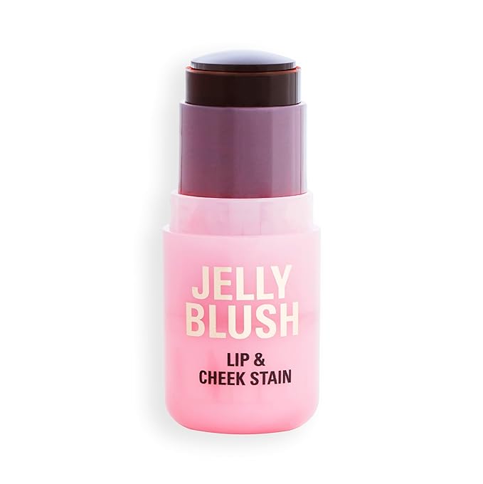 Revolution, Jelly Blush Stick Lip & Cheek Stain, Sheer, Buildable Coverage with Hydrating Hyaluronic Acid & Aloe for Multi-Use Glow, Vegan & Cruelty-Free, Peach Orange