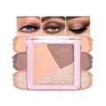 Mini Peach Brown Baked Eyeshadow Palette, 3 Shade Shimmer & Soft Glow Eye Shadow, Fine Smooth Texture, Blendable & Buildable, No Fallout, Long-Lasting for Daily & Glam Looks, Paleta de Sombras de Ojos