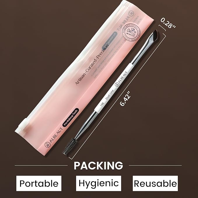 Albeaut Dual Eyeliner Brush Brow Brush, Precision Eye Makeup Applicator For Powder/Liquid/Cream Formula, Ultra-thin Eyeliner Brush Synthetic Bristles (198 Dual-Line)