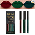 evpct 3Pcs Dark Color Colored Red Emerald Green Matte Liquid Lipstick Make up Set 24 Hour Long Lasting Waterproof Smudge Proof Deep red Green Liquid Lipstick Matte Lip Stain Gloss Liner Kit 8