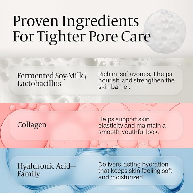 Fermented Tofu Collagen Enzyme Powder Cleanser – Fermented Soy Milk with Collagen & Hyaluronic Acid – Korean Gentle Exfoliating Powder Face Wash for Deep Cleansing & Pore Care (1.41 oz / 40g)