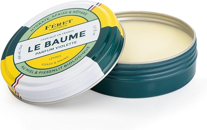 Feret Parfumeur Le Baume Multi-Purpose Balm – Violette – Deeply Hydrating Moisturizer for Dry Cracked Skin, Lips & Cuticles - Natural Lip Balm with Shea Butter & Honey -Made in France - 50ml/1.7 Ounce