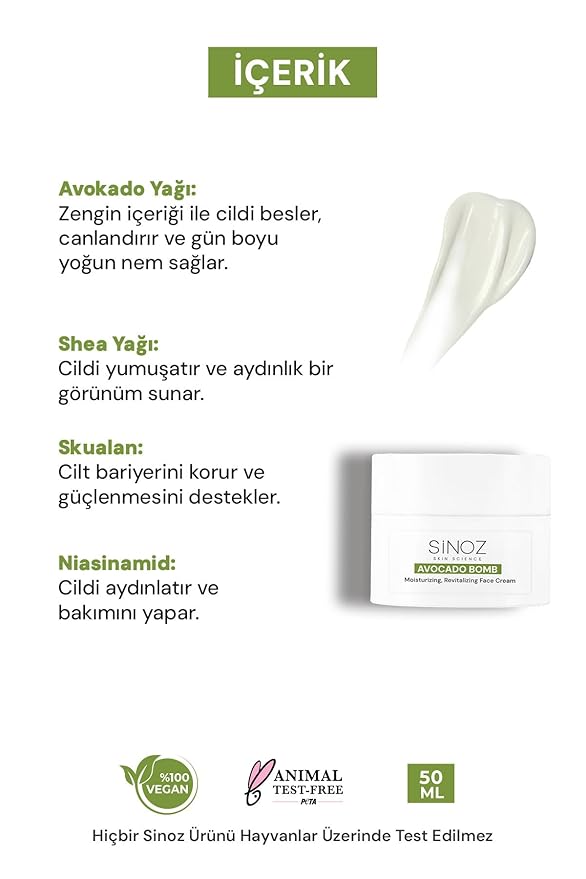 sinoz Avocado Bomb Revitalizing Moisturising Face Care Cream 50 Ml
