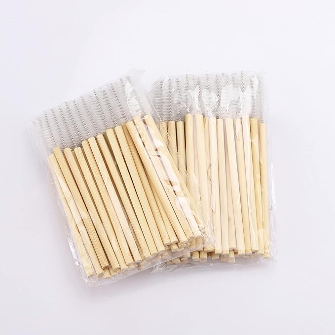 100 Pcs Disposable Mascara Wands, Bamboo Spoolies Brush for Eyelash Extensions, Spooly Eyelash Eyebrow Brushes Lash Wand Applicator Makeup Kits, White