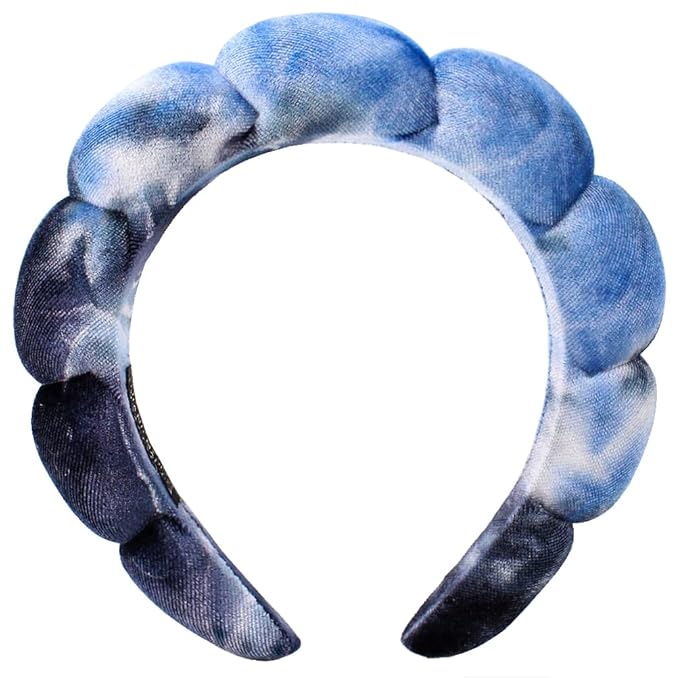 Spa Headbands Puffy Makeup Skincare Headbands for Washing Face or Facial, Terry Cloth Fabric Hairbands for Makeup Removal Shower Skin Treatment(Blue&Purple)