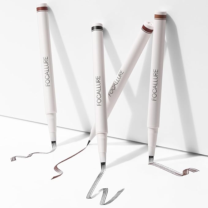 FOCALLURE FLUFFMAX TINTED Liquid Eyebrow Pen, Eyebrow Microblading Pen with a Micro-Fork Tip Applicator, Long-Lasting, Smudge-Proof, Creates Natural Looking Brows, BLACK BROWN