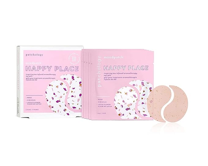 Patchology Happy Place Under Eye Patches - Overnight Anti-Aging Masks for Dark Circles, Puffy & Eye Bags, & Wrinkles - Brightening & Depuffing Skin Care Undereye Pads for a Youthful Glow (5 Pairs)