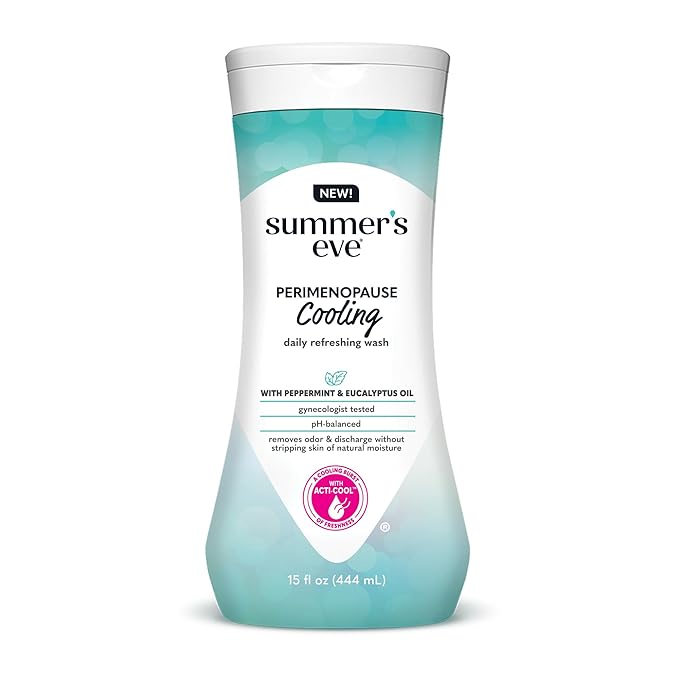 Summer's Eve Perimenopause Cooling Wash, Cooling pH-Balanced Formua with Eucalyptus to Remove Odor, 15 Fl Oz