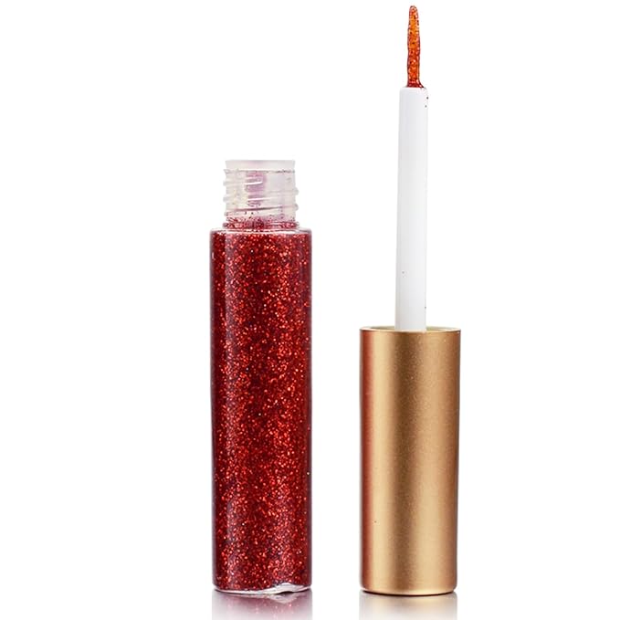 Liquid Glitter-Eyeliner, Shimmer-Water-proof Eye-Glitter Makeup Colorful Eye Liner Liquid Eyeliner (Red)