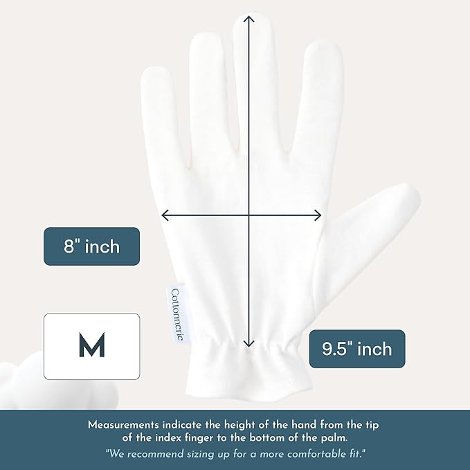 8 Pairs Cottonnerie Original Cotton Gloves for Dry Hands Sleeping, Moisturizing Gloves Overnight, Hand Moisturizer Gloves, Moisture Gloves for Dry Hands Overnight, Sleeping Gloves, Medium