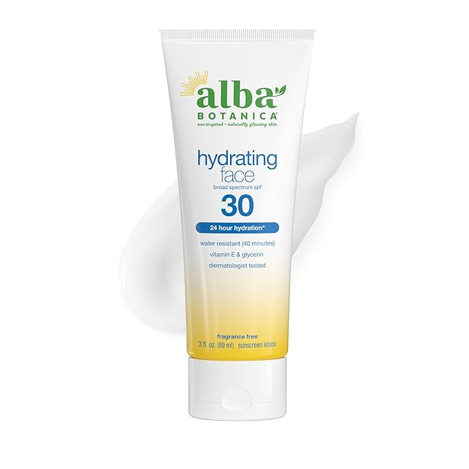 Alba Botanica Sunscreen for Face, Fragrance-Free Hawaiian Face Sunscreen Lotion, Broad Spectrum SPF 30, Water Resistant and Biodegradable, 3 fl. oz. Bottle