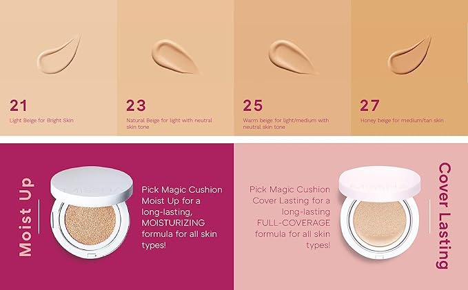 MISSHA Magic Cushion Foundation No.27 Honey beige for Medium/Tan Skin, Flawless Coverage, Dewy Finish, Easy Application for All Skin Types