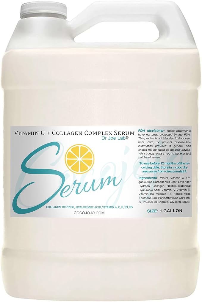 Dr Joe Lab Vitamin C & Collagen Complex Serum Bulk - Face Skin Ultra Hydrating Rejuvenating Instant Moisturizer - COCOJOJO (128 oz/ 1 gallon)