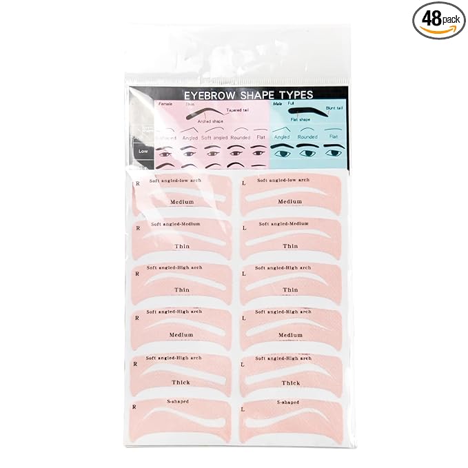 TORMEN 48 PCS Eyebrow Stencil Kit for Women 24 Styles Brow Stencil toolBrow Shaping Templates with Strap Makeup Skin-Friendly Shaper Beginners Pros