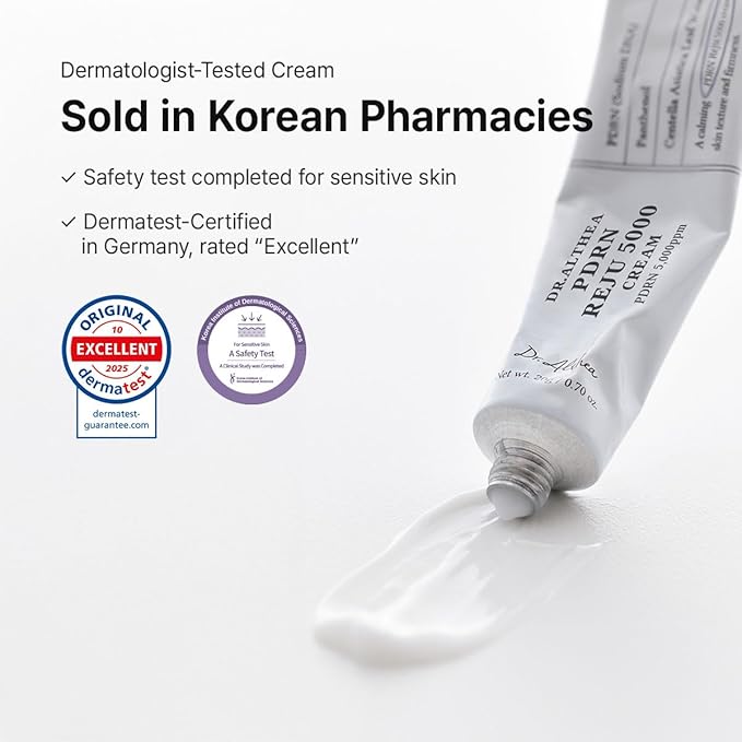 Dr.Althea PDRN Reju 5000 Cream | Biome PDRN Cream for Irritated, Sensitive Skin | Soothing Face Moisturizer with Panthenol and Centella | Korean Vegan Skin Care for All Skin Types, 0.7 Fl Oz
