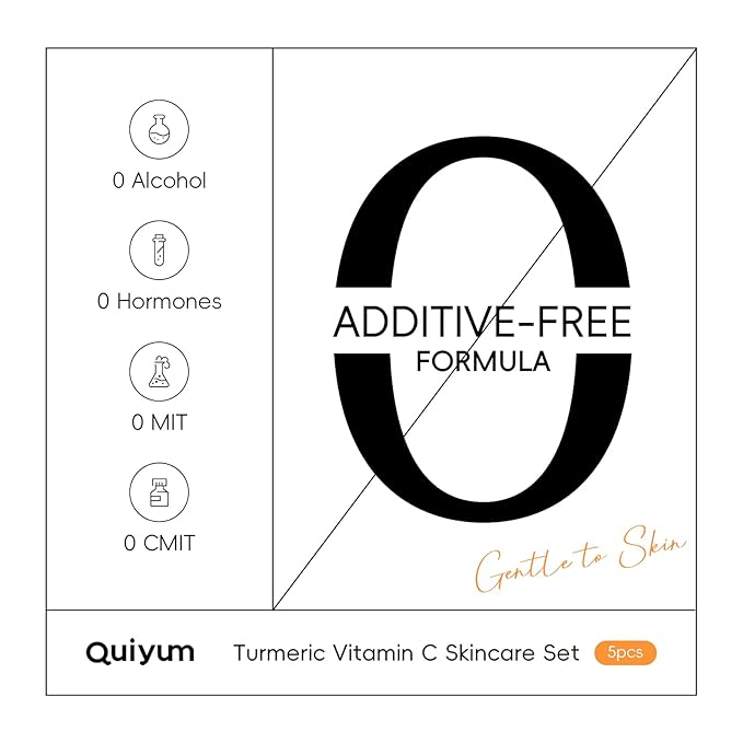 QUIYUM Skin Care Set, Turmeric Vitamin C Skincare 7PCS - Facial Skin Care Routine Kit for Women, Dark Spot Remover for Face, Reduce Acne, Oil Control, Deep Clean, Birthday Mother's Day Gifts Sets