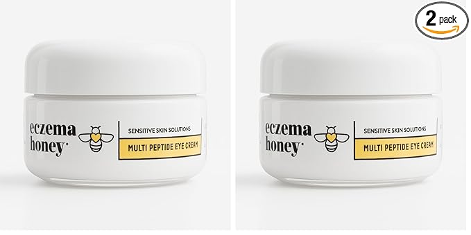 ECZEMA HONEY Multi Peptide Eye Cream - Anti Aging Eye Cream for Dark Circles & Puffiness - Facial Skin Care Products for Eczema, Dry & Sensitive Skin (0.5 Oz) (Pack of 2)