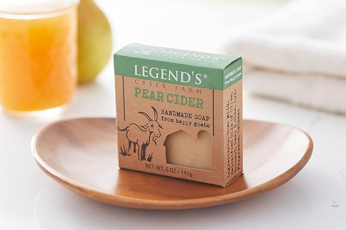 Legend's Creek Farm Goat Milk Soap - Cleansing Moisturizing Bar for Hands and Body - 5 Oz Creamy Lather, Nourishing, Gentle Natural Soap for Sensitive Skin (Pear Cider, Pack of 3)