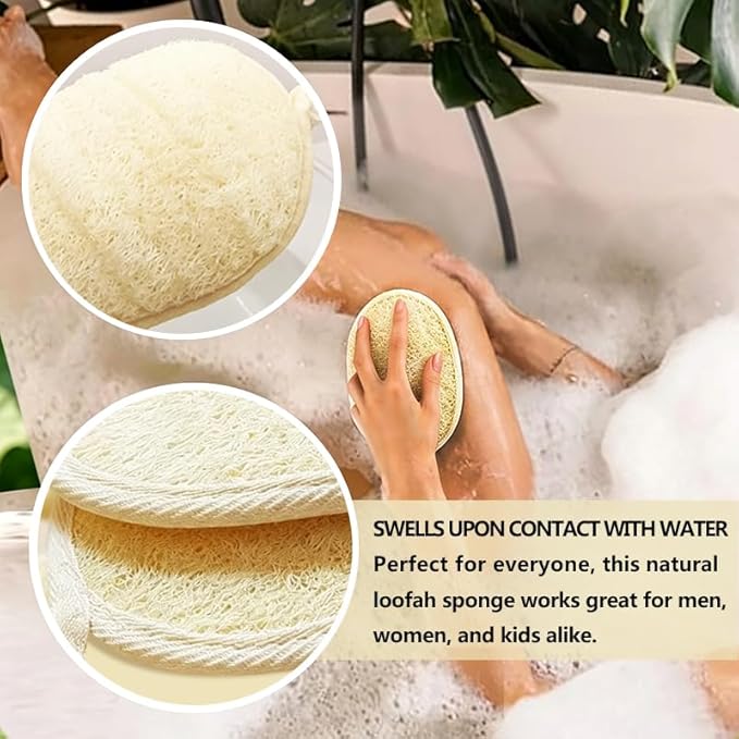 Natural Loofah Sponge Exfoliating Body Scrubber, Body Scrubbers for Shower,Made with Eco-Friendly and Biodegradable Shower Luffa Sponge - 2 Count (1 Pack)