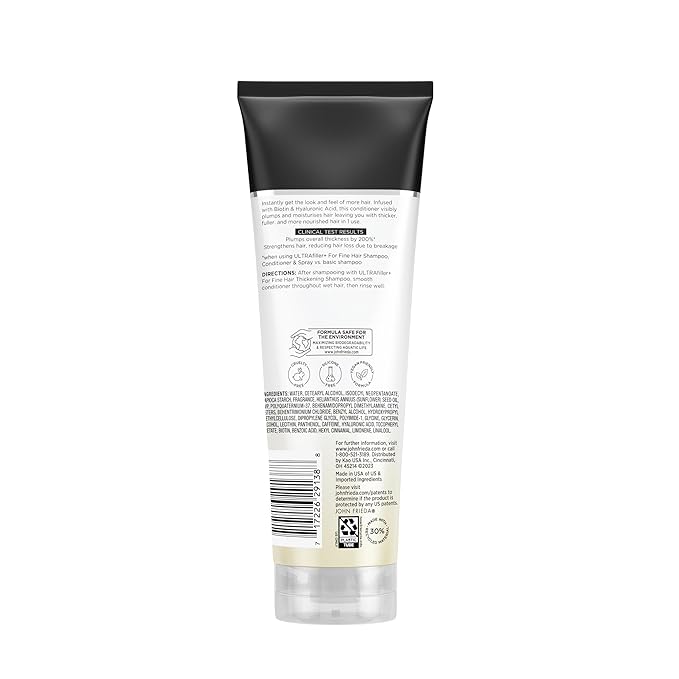 John Frieda ULTRAfiller+ Thickening Conditioner, Strengthening Conditioner for Damaged or Thin Hair, Infused with Biotin and Hyaluronic Acid to Strengthen Hair for Thicker Fuller Results, 8.3 Oz