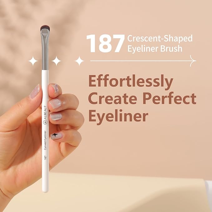 Albeaut Eyeliner Brush, Crescent-Shaped Eyeliner and Brow Brush - Effortlessly Create Perfect Eyeliner (187 curved eyeliner)