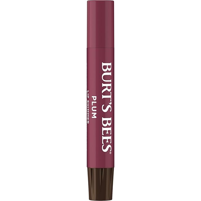 Burt's Bees Shimmer Lip Tint Set, Mothers Day Gifts, Tinted Lip Balm Stick, Moisturizing for All Day Hydration with Natural Origin Glowy Pigmented Finish & Buildable Color, Plum (4-Pack)