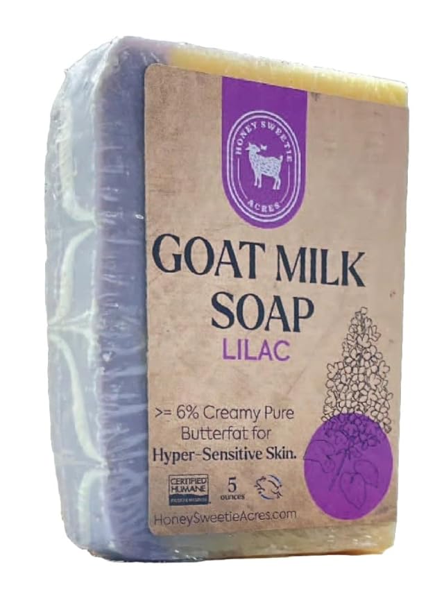 Honey Sweetie Acres Lilac Goat Milk Soap - Handmade 5 oz Bar, Made with Natural Ingredients, Moisturizing & Gentle, Made in the USA