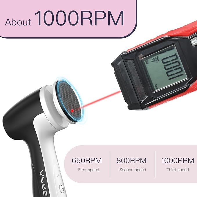 APRELM Rechargeable Electric Foot Callus Remover with 3 Glass Grinding Heads, Professional 1000RPM 3-Speed Control Electric Foot File (E7 Black Glass Version)