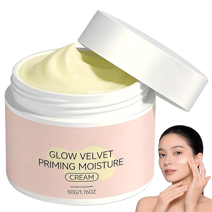 Glow Velvet Priming Moisture Cream – Korean Pore Blurring & Makeup Gripping Primer, Velvety Face Primer to Hydrate and Lock Makeup All Day, Moisturizer for All Skin Types including Mature Skin