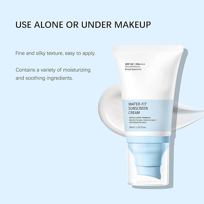 Water-Fit Sunscreen Cream SPF 50+ PA++++,Sunscreen Lotion for Face, Lightweight Daily UV/UVB Protection, Moisturizing Formula, Suitable for All Skin Types, 30ml