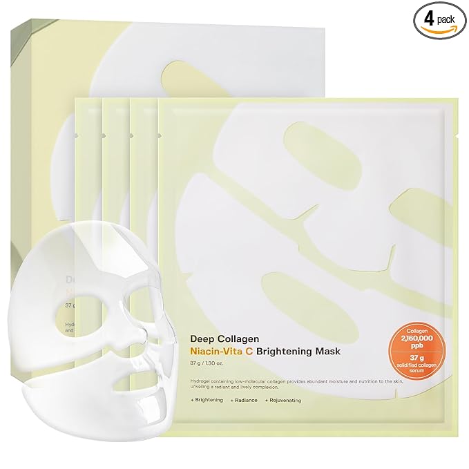 SUNGBOON EDITOR Deep Collagen Niacin-Vita C Overnight Mask | Brightening & Wrinkle Care Mask | 2,160,000PPB Collagen + Niacinamide + Vita C | Korean Skincare, 4ea | Gifts for Women