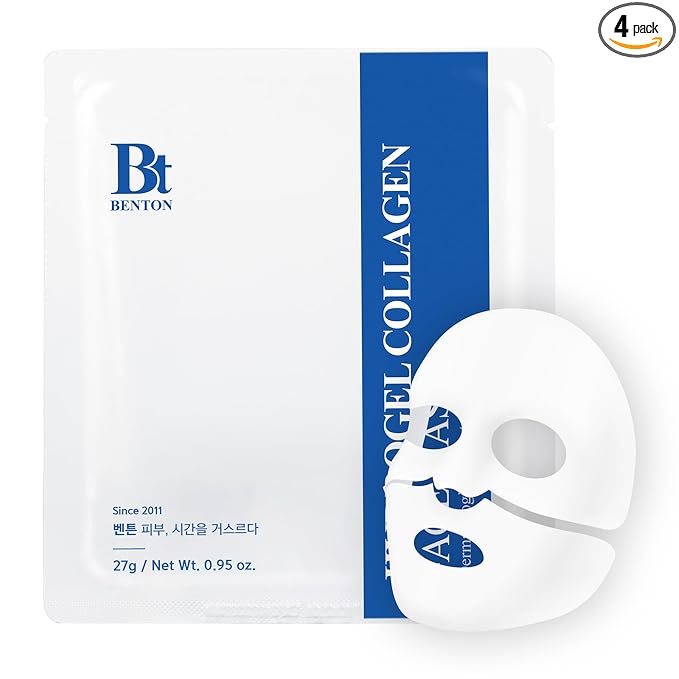 BENTON Hydrogel Collagen Face Mask Overnight Hydrolyzed Cooling All in One Care – Pore Minimizer Hydrating Brightening Anti-Aging Firming Improves Skin Texture Korean Skin Care for sensitive 27gX4EA