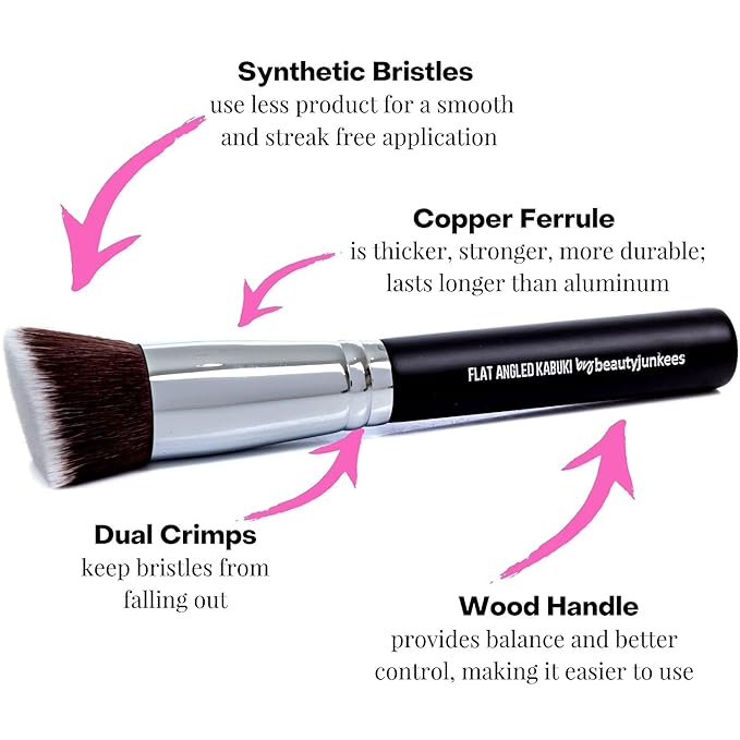 Contour Brush Bronzer Blush - Flat Angled Kabuki Brush for Face, Foundation Brush, Dense Synthetic Bristles for Blending, Buffing, Stippling, Setting with Powder Cream Liquid Makeup