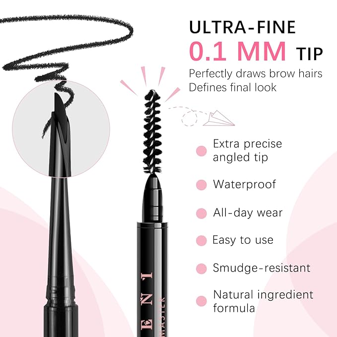 Eyebrow pencils for women,02 Gray,0.1mm Ultra-Fine eyebrow,Waterproof,with 2-in-1 Double-Ended Automatic Angled Precision Tip,Built In Spoolie Brush,Longwearing Eye Brow Makeup Pencils