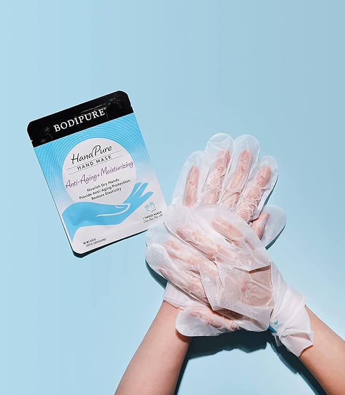 Bodipure HandPure Hand Repair & Anti-Aging Hand Mask – 20-Minute Moisturizing Gloves for Dry, Cracked Hands, Softens Cuticles, Paraben-Free, With Natural Botanical Ingredients (12 Packs)