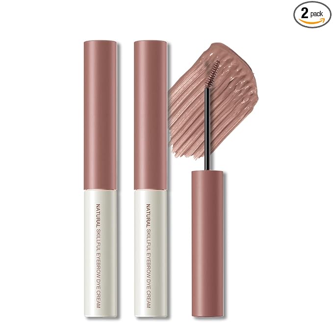 2 Pcs Tinted Eyebrow Cream,Ultra-Fine Brush Tinted Brow Gel Waterproof Long Wear Eye Brow Mascara Transfer-proof Natural Brow Makeup without Clumping, Rose Brown